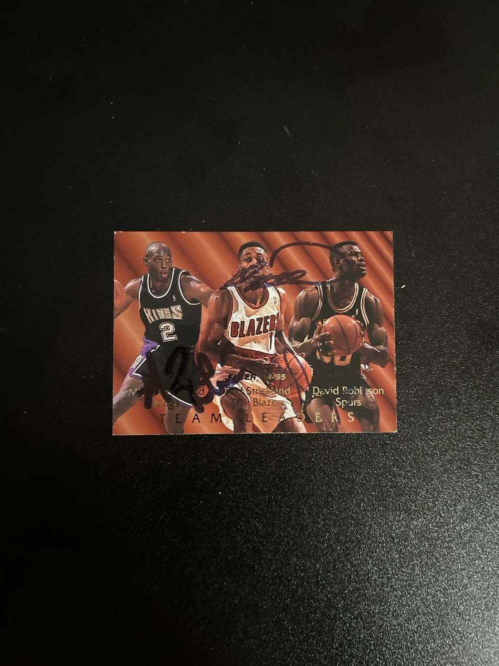 1994-95 Fleer Team Leaders Rod Strickland Mitch Richmond David Robinson signed